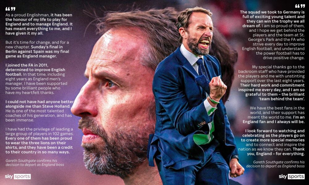 Gareth Southgate Steps Down As England Manager After EURO 2024 Final Defeat