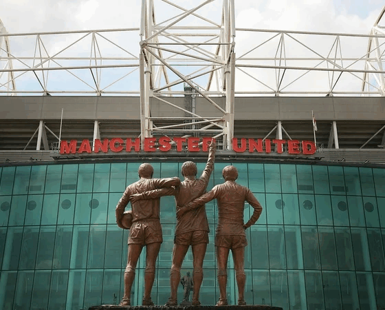 Old Trafford Stadium stands and pitch view, Manchester United home ground. Image used for Sportxparte news