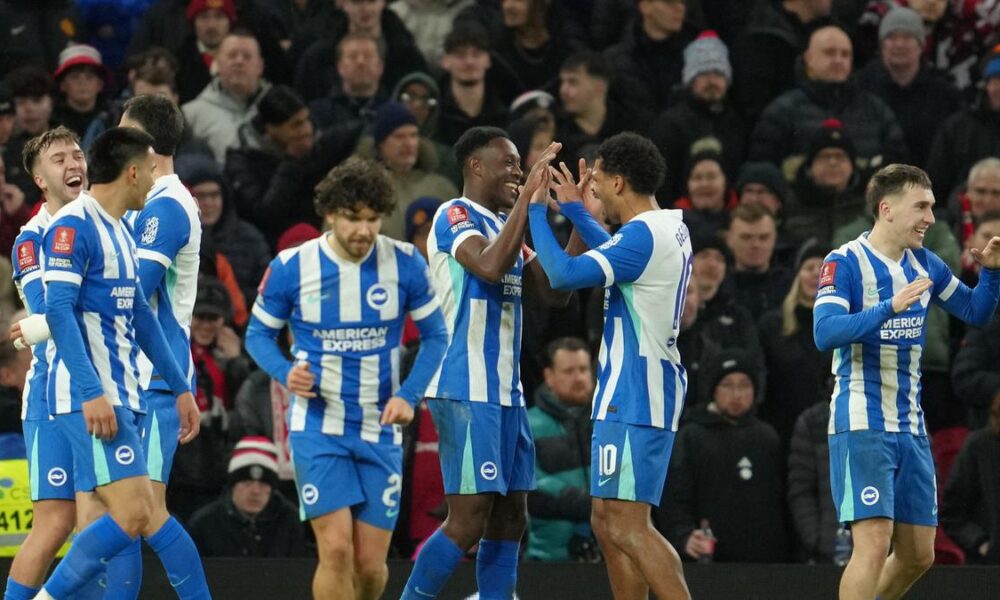 Danny Welbeck of Brighton against Manchester United in the Premier League