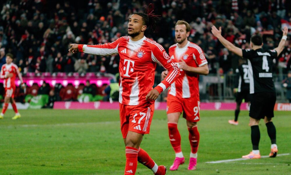 Michael Olise of Bayern Munich against Wolfsburg in the Bundesliga