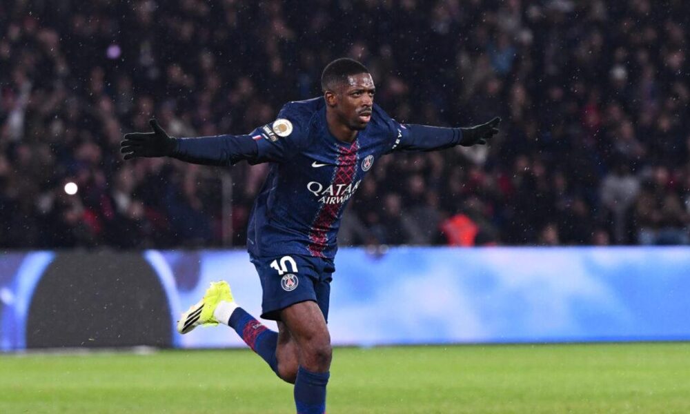 Ousmane Dembele of PSG against Lille in Ligue 1