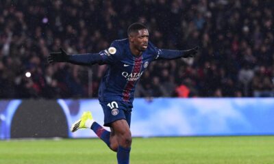 Ousmane Dembele of PSG against Lille in Ligue 1