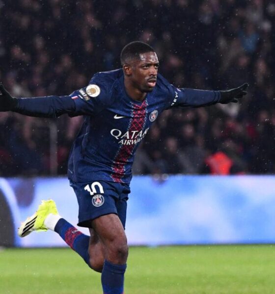 Ousmane Dembele of PSG against Lille in Ligue 1