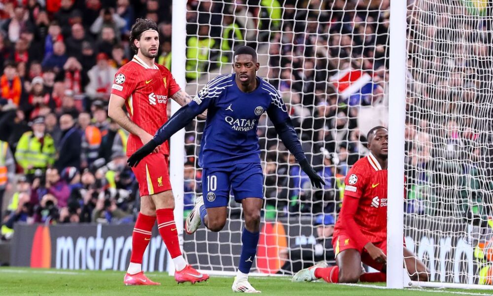 Ousmane Dembele of PSG against Liverpool in the Champions League