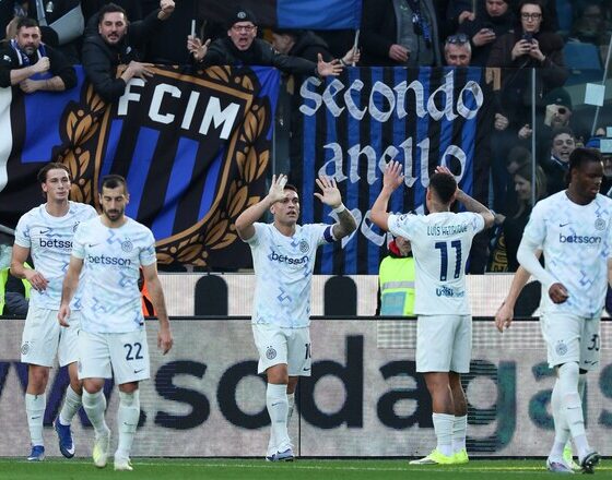 Lautaro Martinez of Inter Milan against Udinese in Serie A