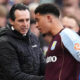 Aston Villa Manager Unai Emery Left Alongside Winger Jadon Sancho Right