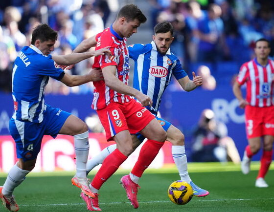 Atletico Madrid Facing RCD Espanyol During A La Liga Match