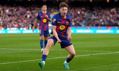 Fermin Lopez FC Barcelona Celebrating A Goal During A La Liga Match