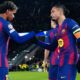 Lamine Yamal and Raphinha of FC Barcelona in La Liga