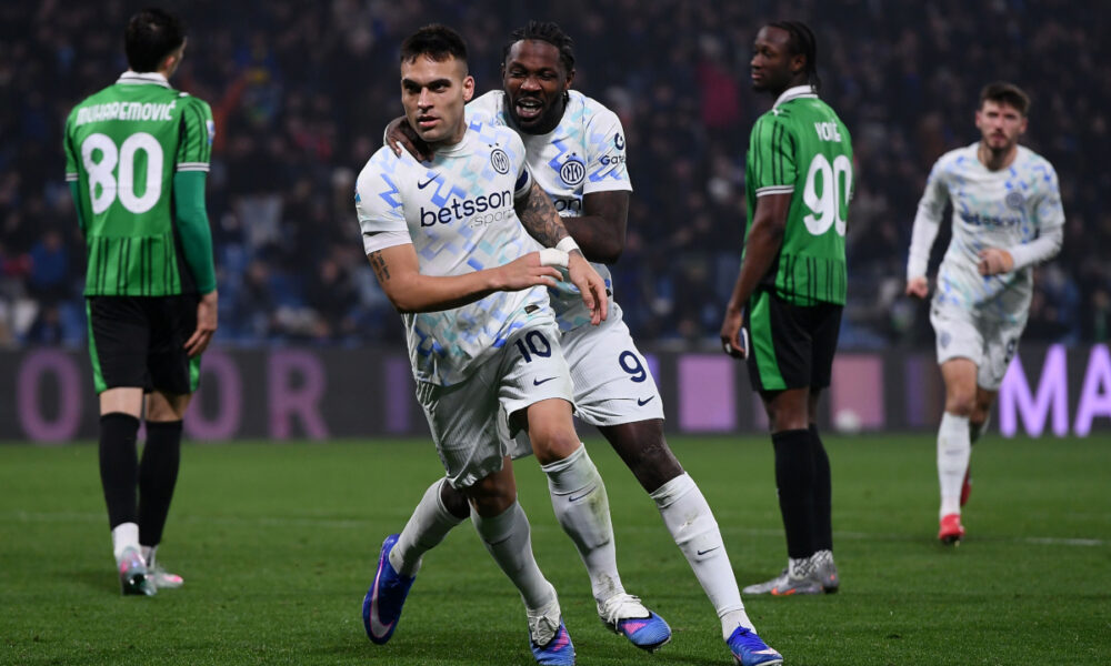 Lautaro Martinez of Inter Milan against Sassuolo in Serie A