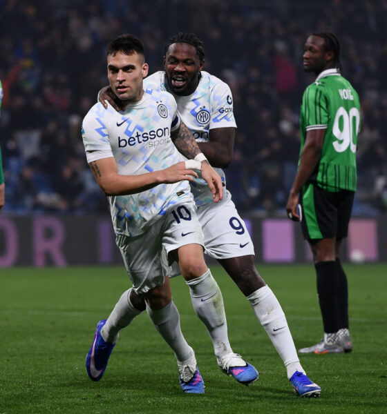 Lautaro Martinez of Inter Milan against Sassuolo in Serie A