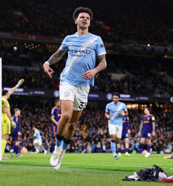Manchester City Midfielder Nico O'Reilly Celebrating After Scoring During A Premier League Match