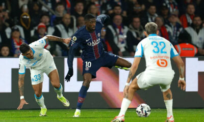 Ousmane Dembele of PSG against Marseille in Ligue 1