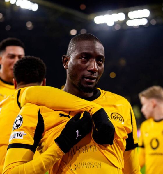 Serhou Guirassy of Borussia Dortmund against Atalanta in the Champions League