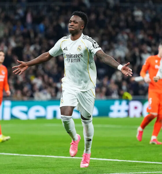 Vinicius Jr of Real Madrid against Real Sociedad in La Liga