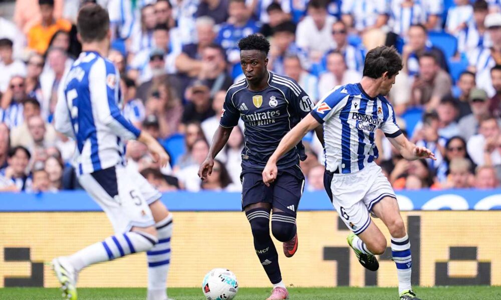 Vinicius Jr of Real Madrid against Real Sociedad in La Liga