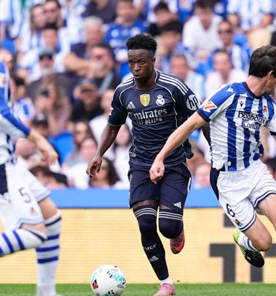 Vinicius Jr of Real Madrid against Real Sociedad in La Liga