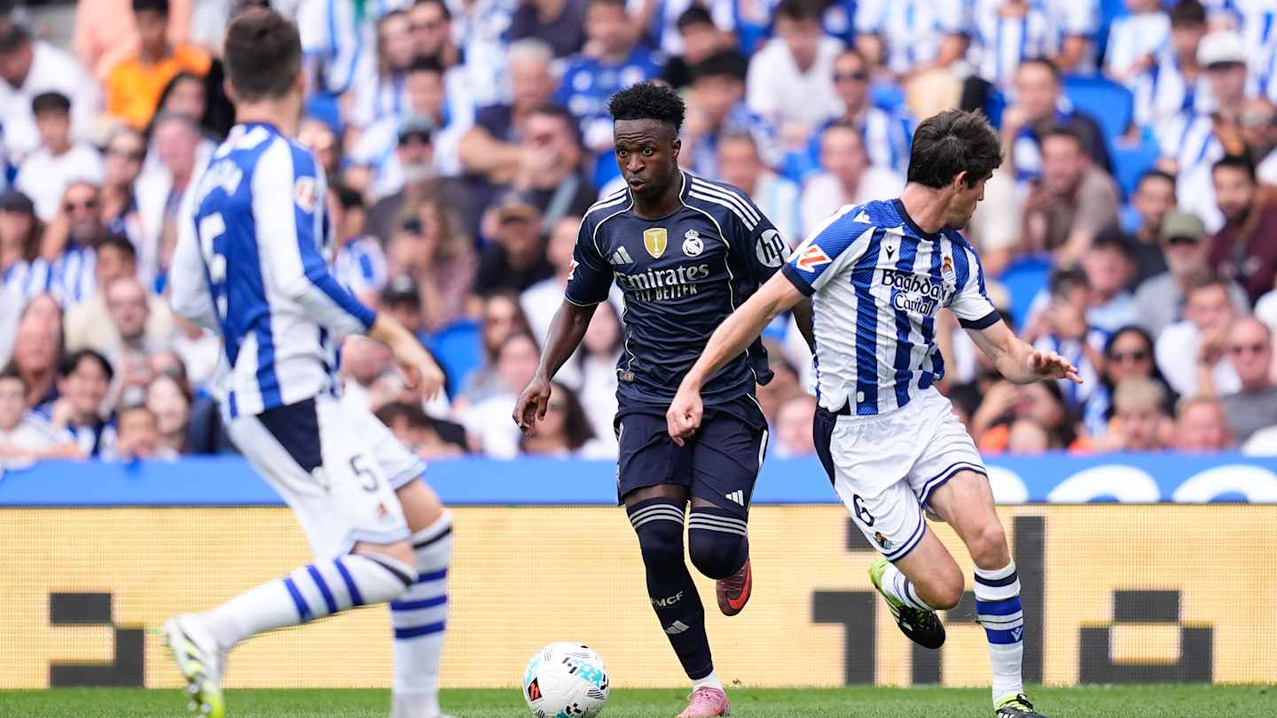 Vinicius Jr of Real Madrid against Real Sociedad in La Liga