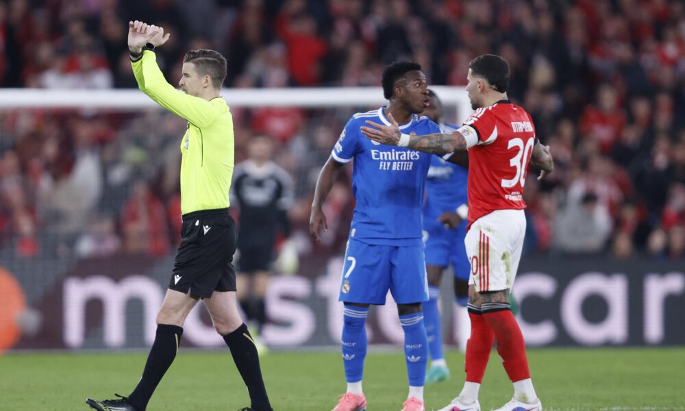 Vinicius Junior of Real Madrid against Benfica in the Champions League