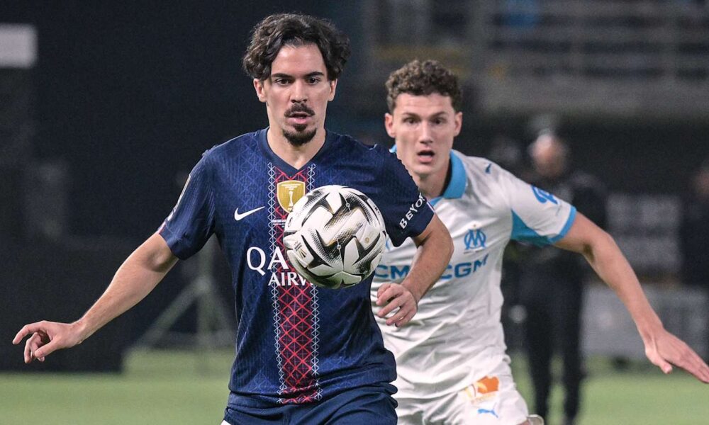 Vitinha of PSG against Marseille in Ligue 1