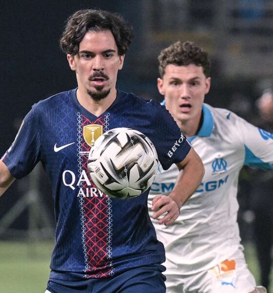 Vitinha of PSG against Marseille in Ligue 1