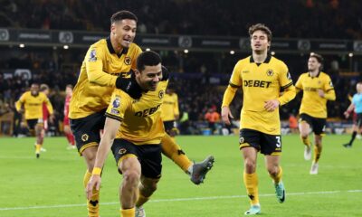 Andre scoring against Liverpool for Wolverhampton Wanderers