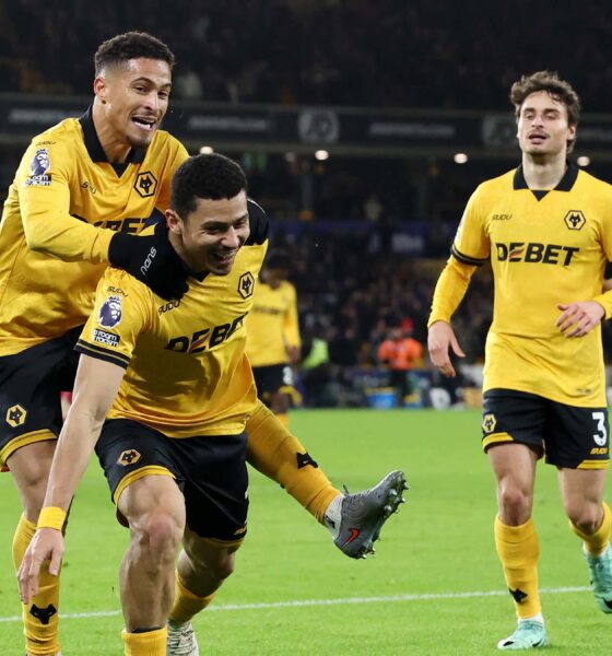 Andre scoring against Liverpool for Wolverhampton Wanderers