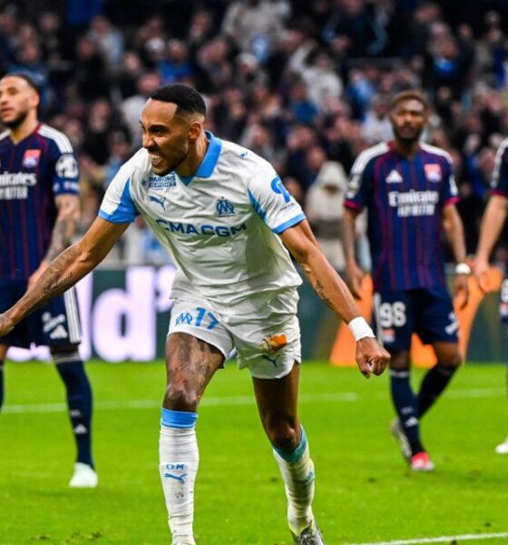 Pierre-Emerick Aubameyang of Marseille against Lyon in Ligue 1