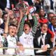 Sunderland AFC Players And Staff Celebrating Their Victory In The 2025 Sky Bet Championship Play-Off Final
