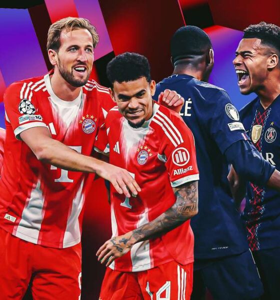 This image captures the intense rivalry between FC Bayern Munich and Paris Saint-Germain (PSG) as they prepare for a high-stakes UEFA Champions League semi-final tonight, April 28, 2026. The graphic features key players from both sides, including Bayern's Harry Kane and Michael Olise, alongside PSG's Bradley Barcola and Ousmane Dembélé. Image used for Sportxparte news preview.