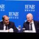 Gianni Infantino (right), President of FIFA, and Victor Montagliani (left), FIFA Vice-President and President of CONCACAF, at a special meeting of the International Football Association Board (IFAB). Image used for Sportxparte news.