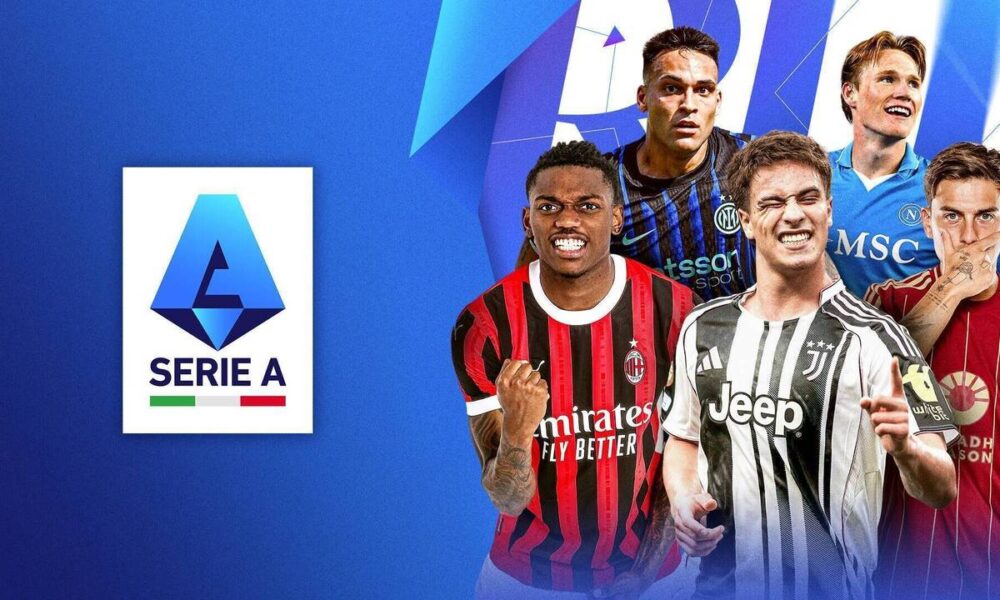 This image highlights the top professional football league in Italy, Serie A, featuring players from major clubs such as AC Milan, Juventus, Inter Milan, Napoli, and AS Roma. Image used for Sportxparte news