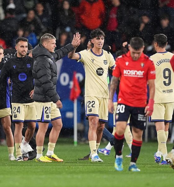 FC Barcelona and CA Osasuna during their La Liga match on May 2, 2026. In this match, FC Barcelona secured a 2-1 victory at Osasuna's El Sadar Stadium. Image used for Sportxparte news roundup.