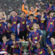 FC Barcelona players celebrate after securing the 2025/2026 La Liga title by defeating Real Madrid 2-0 at the Spotify Camp Nou on May 10, 2026. Image used for Sportxparte news roundup.