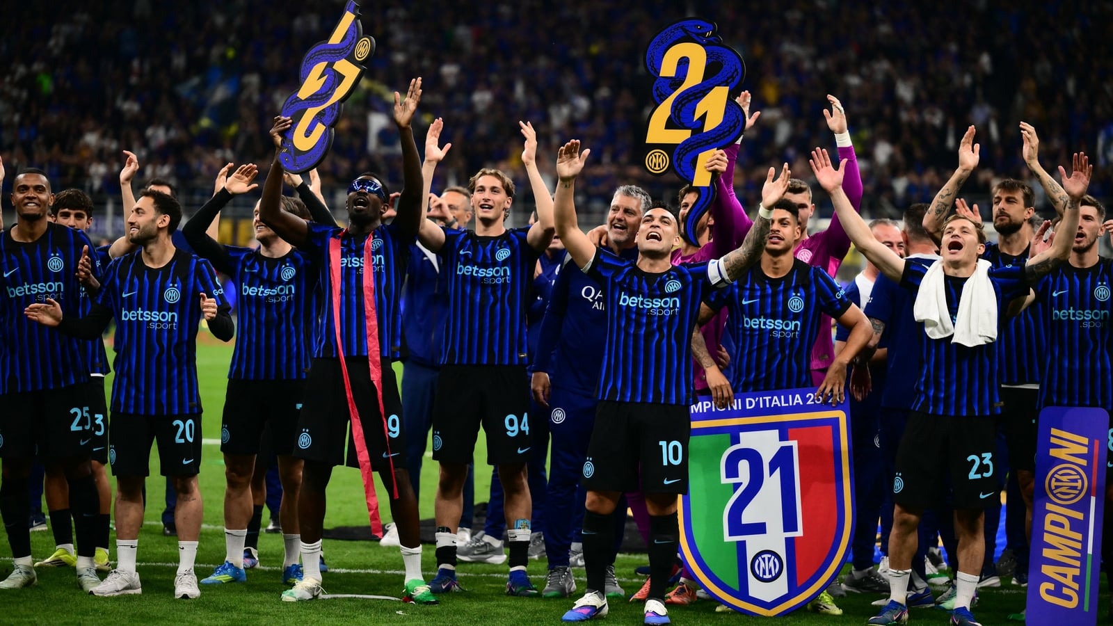 Inter Milan officially secured their 21st Serie A title (Scudetto) on May 3, 2026, following a 2–0 victory over Parma at the San Siro. This win gave the Nerazzurri an unassailable 12-point lead at the top of the table with three matches remaining in the 2025–26 season. Image used for Sportxparte news roundup.