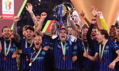 Led by manager Cristian Chivu, the Nerazzurri defeated Lazio 2-0 on May 13, 2026, at the Stadio Olimpico in Rome. Captain Lautaro Martínez scored the second goal to seal the club's 10th Coppa Italia trophy. Image used for Sportxparte news.