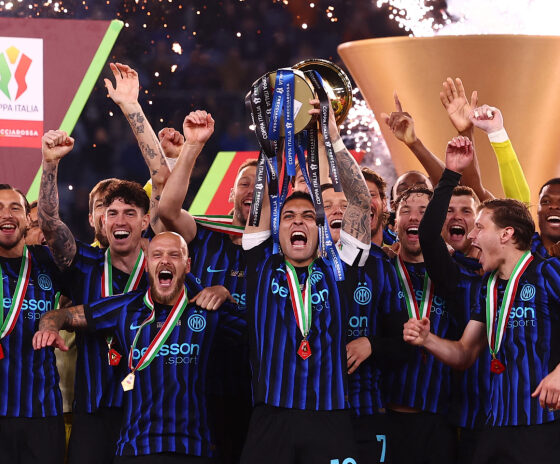 Led by manager Cristian Chivu, the Nerazzurri defeated Lazio 2-0 on May 13, 2026, at the Stadio Olimpico in Rome. Captain Lautaro Martínez scored the second goal to seal the club's 10th Coppa Italia trophy. Image used for Sportxparte news.