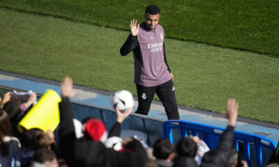 Kylian Mbappé during a Real Madrid open training session at the Alfredo Di Stéfano Stadium in Valdebebas on December 30, 2025. Image used for Sportxparte news.