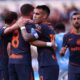 Lautaro Martínez (facing forward) celebrates with his Inter Milan teammates during a 3-0 victory against Lazio on Sunday, May 10, 2026. Martínez, the team captain, played a starring role in the win by scoring the opening goal in the sixth minute and providing an assist for teammate Petar Sučić. Image used for Sportxparte news roundup.