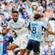 Ligue 1 match between Olympique de Marseille and Le Havre AC, where Marseille's forward Pierre-Emerick Aubameyang and Le Havre's midfielder Yassine Kechta are competing for a header. Image used for Sportxparte news.