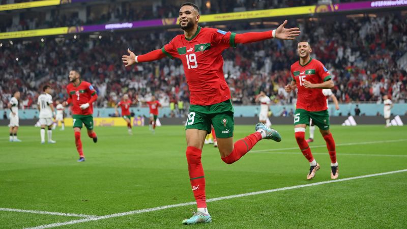 The selected region shows the Morocco national football team celebrating after defeating Portugal 1-0 in the quarterfinals of the 2022 FIFA World Cup. This landmark victory on December 10, 2022, made Morocco the first African and Arab nation to ever reach the semifinal stage of a FIFA World Cup. Image used for Sportxparte news.