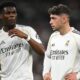 Real Madrid midfielders Aurélien Tchouaméni (left) and Federico Valverde (right). Recent reports from May 2026 indicate that the two players were involved in a violent altercation during a training session at Valdebebas. Image used for Sportxparte news.