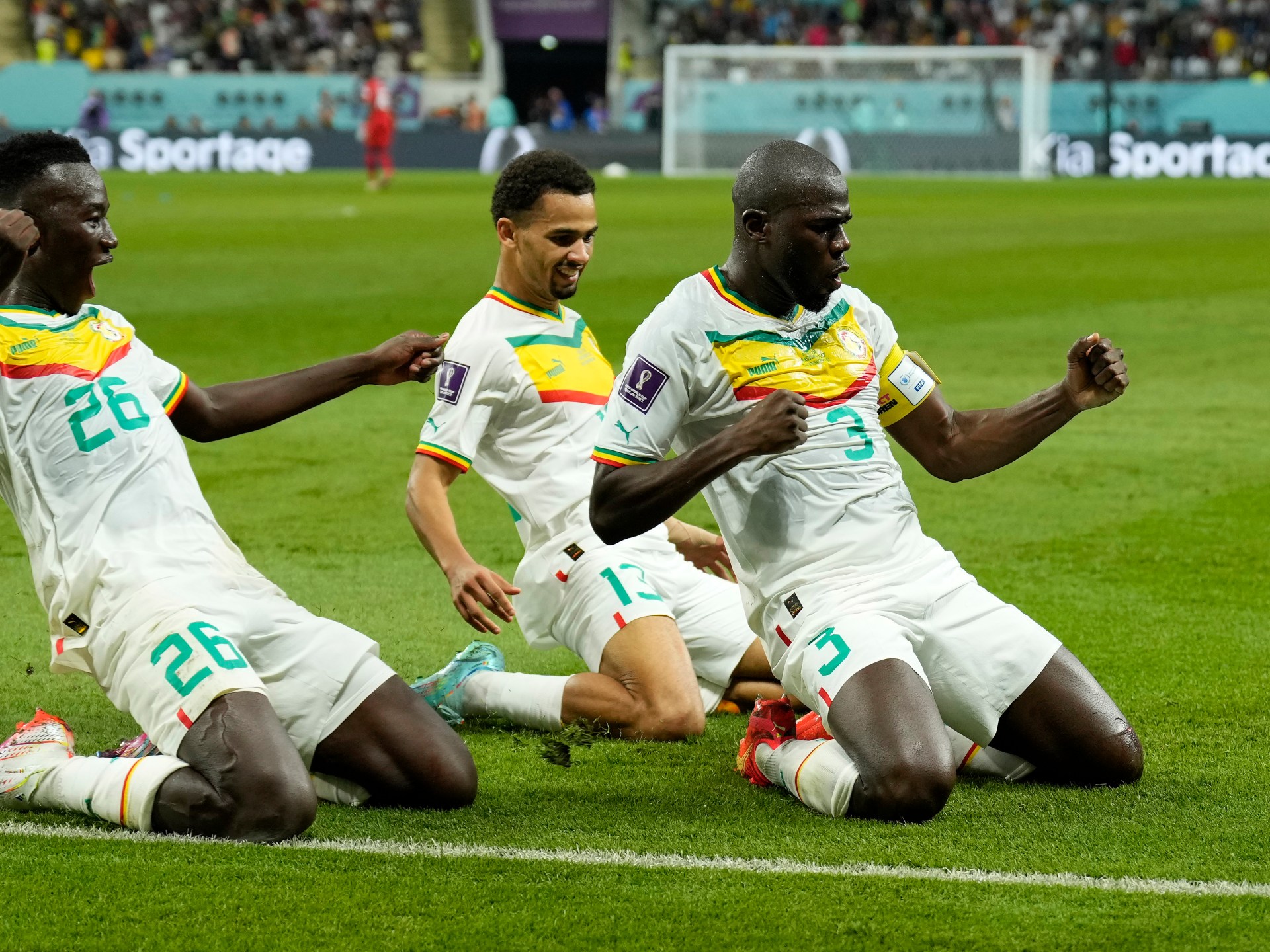 This memorable celebration occurred during the 2022 FIFA World Cup group stage match between Senegal and Ecuador on November 29, 2022, at the Khalifa International Stadium in Doha, Qatar. Image used for Sportxparte news.