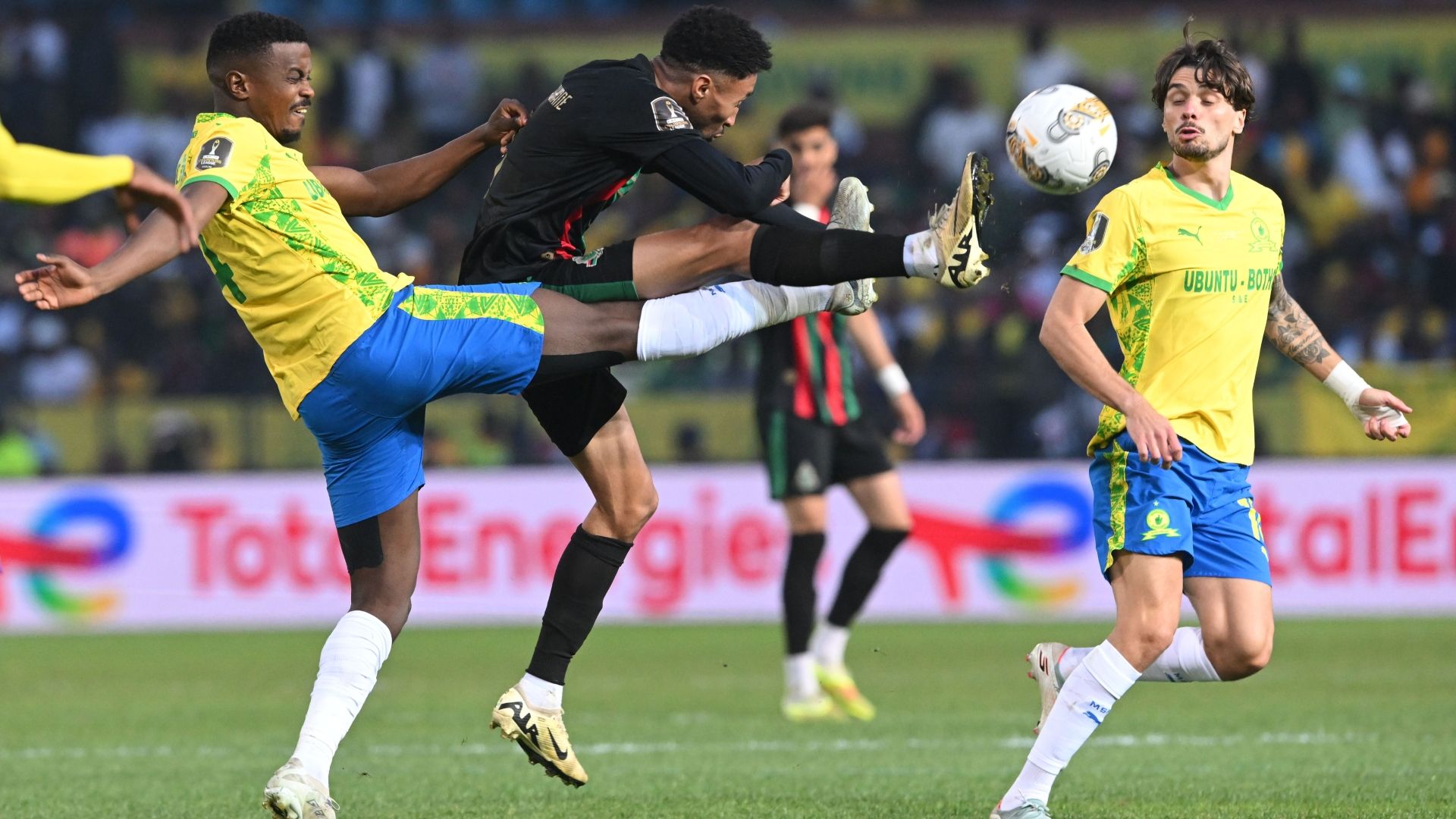 CAF Champions League Final between South Africa's Mamelodi Sundowns F.C. and Morocco's AS FAR Rabat, played on May 17, 2026. Image used for Sportxparte news.