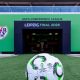 The official tunnel setup and match ball at the Red Bull Arena in Leipzig, Germany, are prepared for the upcoming 2026 UEFA Conference League final. The final features English club Crystal Palace F.C. and Spanish club Rayo Vallecano, with both teams making their first-ever appearance in a major European final. Image used for Sportxparte news.