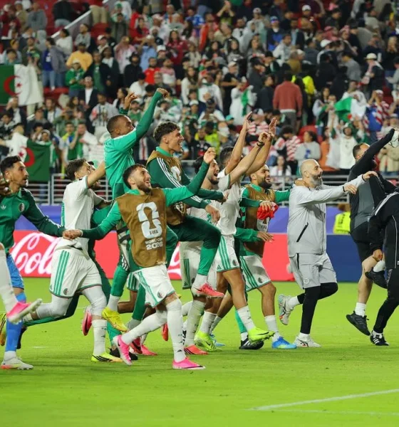 Algeria national football team celebrating a late comeback victory against Jordan at the FIFA World Cup 2026. Image used for Sportxparte news.