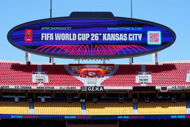 GEHA Field at Arrowhead Stadium, rebranded as Kansas City Stadium for the tournament due to sponsorship rules, is dressed up to host matches for the FIFA World Cup 2026. Image used for Sportxparte news.