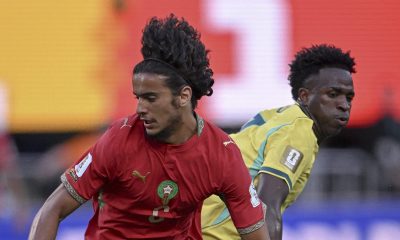 Moroccan midfielder Ayyoub Bouaddi (left) is competing alongside Brazilian forward Vinícius Júnior (right). Image used for Sportxparte news.