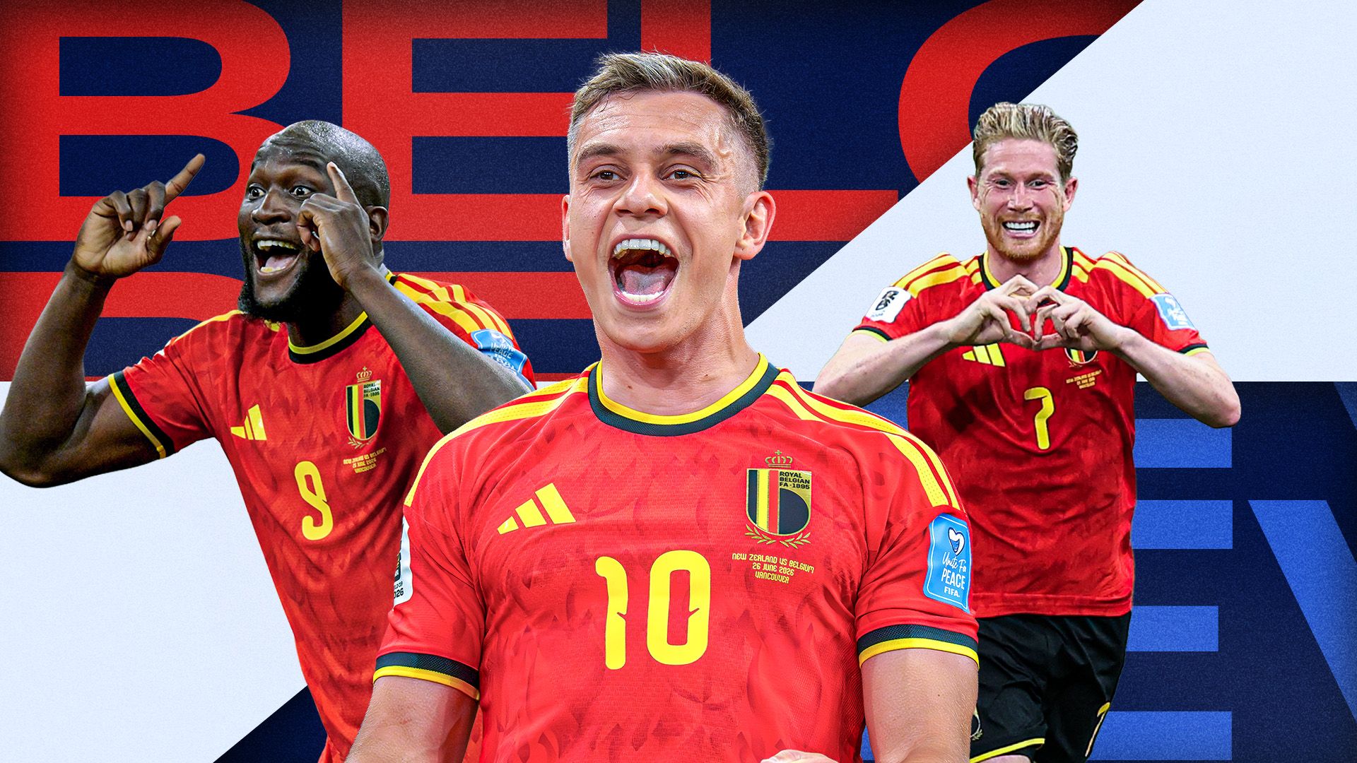 This promotional graphic captures Belgium's dominant 5-1 victory over New Zealand in their final Group G match at the 2026 FIFA World Cup, which secured their advancement to the knockout stage. Image used for Sportxparte news.