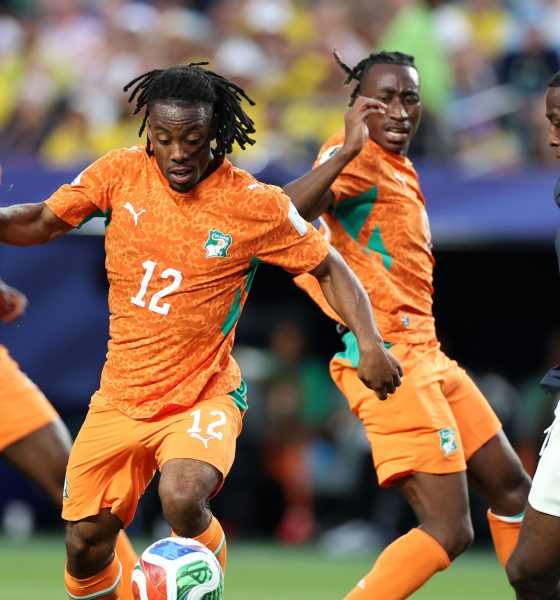Ivory Coast national football team forward Elye Wahi (wearing number 12) during their 1–0 World Cup group stage opening match victory against Ecuador. Image used for Sportxparte news.